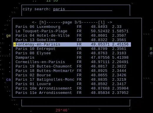 screenshot of new search menu